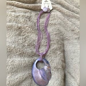 ♥️5/$20 Purple Beaded Necklace & Earrings Jewelry Set